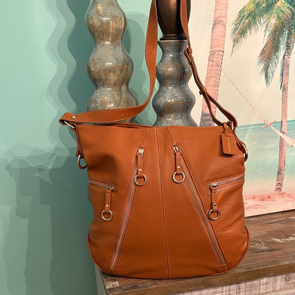 Aqua Madonna Cognac Tan Leather Shoulder Bag like new